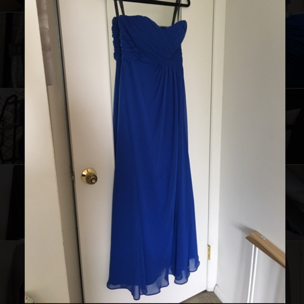 Bill Levkoff Horizon blue bridesmaid dress